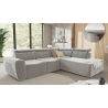 Emil - Modernes Ecksofa mit Schlaffunktion und Bettkasten aus Samt-Stoff schöner Sitzkomfort und verstellbare Kopfstützen
