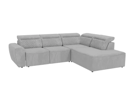 Emil - Modernes Ecksofa mit Schlaffunktion und Bettkasten aus Samt-Stoff schöner Sitzkomfort und verstellbare Kopfstützen