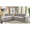 Emil - Modernes Ecksofa mit Schlaffunktion und Bettkasten aus Samt-Stoff schöner Sitzkomfort und verstellbare Kopfstützen