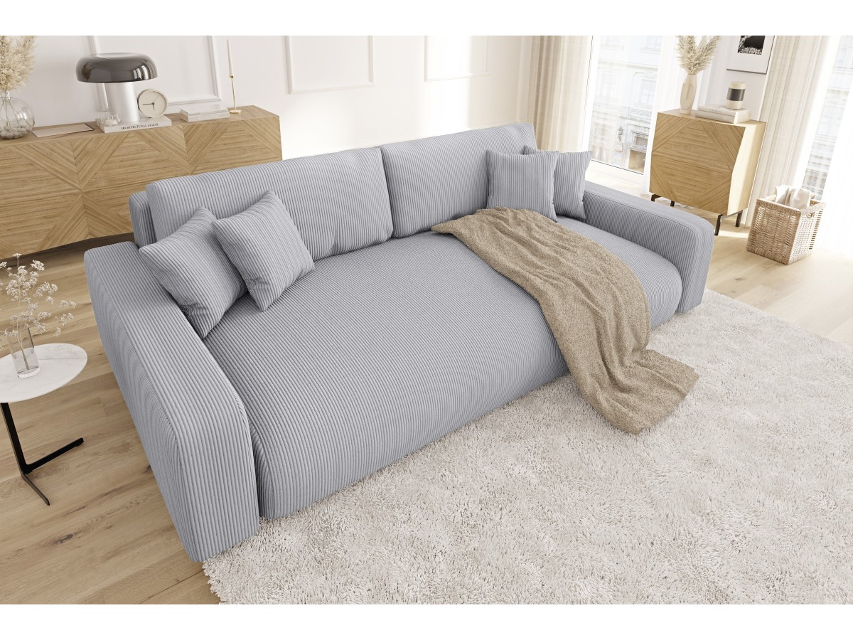 Emma - Sofa mit Schlaffunktion und Bettkasten in Cord-Stoff schöner Sitzkomfort