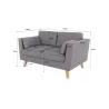 Violet - Sofa 2-Sitzer mit Holzfüßen im skandinavischen Stil