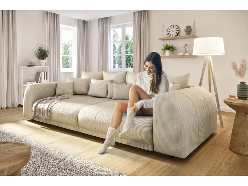 Levana - Big Sofa 5 Sitzer boxspringfederung lounge Sofa in Cord-Stoff
