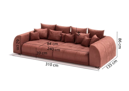 Levana - Big Sofa 5 Sitzer boxspringfederung lounge Sofa in Cord-Stoff