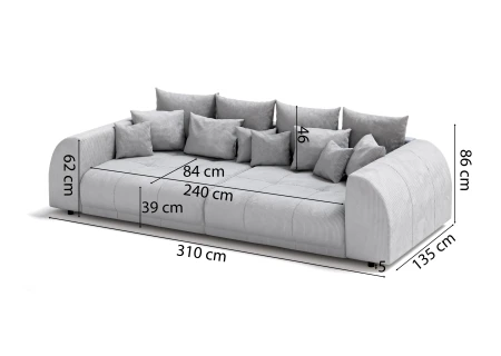 Levana - Big Sofa 5 Sitzer boxspringfederung lounge Sofa in Cord-Stoff