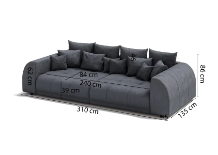 Levana - Big Sofa 5 Sitzer boxspringfederung lounge Sofa in Cord-Stoff