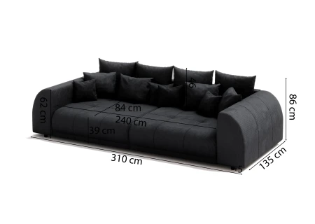 Levana - Big Sofa 5 Sitzer boxspringfederung lounge Sofa in Cord-Stoff