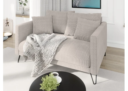Harmony - Modernes Sofa 2-Sitzer aus Chenille-Stoff mit Hohen Schwarzen Metallfüßen