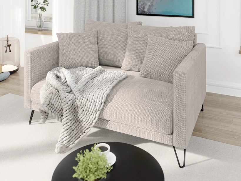 Harmony - Modernes Sofa 2-Sitzer aus Chenille-Stoff mit Hohen Schwarzen Metallfüßen