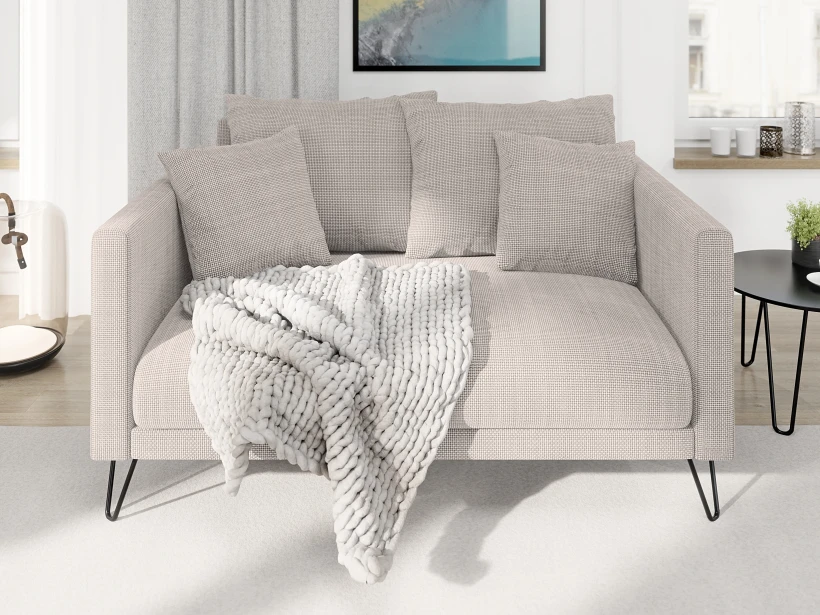 Harmony - Modernes Sofa 2-Sitzer aus Chenille-Stoff mit Hohen Schwarzen Metallfüßen