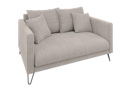 Harmony - Modernes Sofa 2-Sitzer aus Chenille-Stoff mit Hohen Schwarzen Metallfüßen