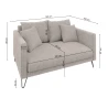 Harmony - Modernes Sofa 2-Sitzer aus Chenille-Stoff mit Hohen Schwarzen Metallfüßen