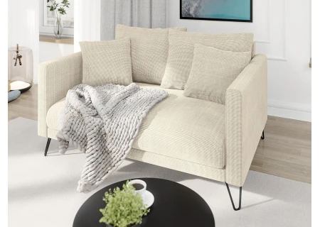 Harmony - Modernes Sofa 2-Sitzer aus Chenille-Stoff mit Hohen Schwarzen Metallfüßen