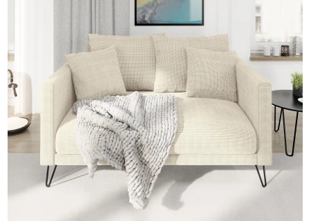 Harmony - Modernes Sofa 2-Sitzer aus Chenille-Stoff mit Hohen Schwarzen Metallfüßen
