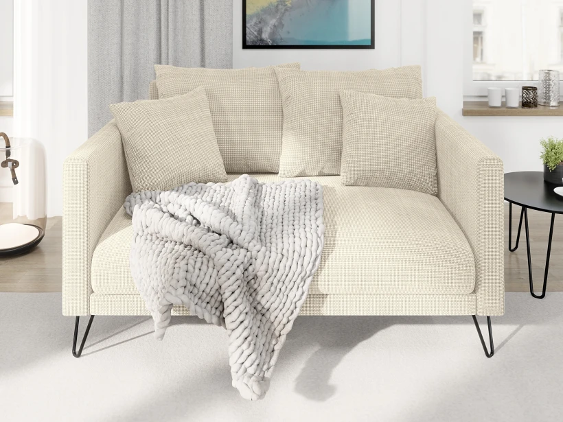 Harmony - Modernes Sofa 2-Sitzer aus Chenille-Stoff mit Hohen Schwarzen Metallfüßen