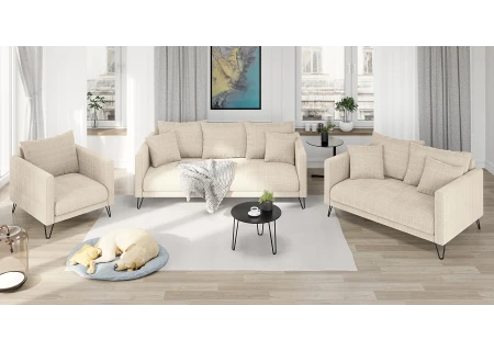 Harmony - Modernes Sofa 2-Sitzer aus Chenille-Stoff mit Hohen Schwarzen Metallfüßen