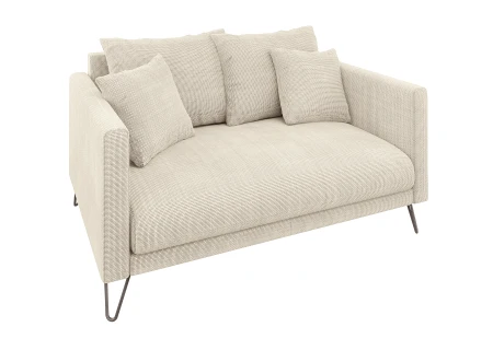 Harmony - Modernes Sofa 2-Sitzer aus Chenille-Stoff mit Hohen Schwarzen Metallfüßen