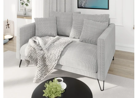 Harmony - Modernes Sofa 2-Sitzer aus Chenille-Stoff mit Hohen Schwarzen Metallfüßen