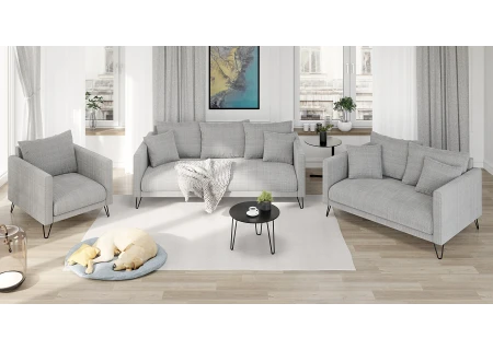 Harmony - Modernes Sofa 2-Sitzer aus Chenille-Stoff mit Hohen Schwarzen Metallfüßen