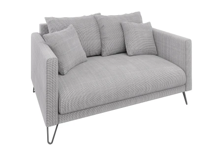 Harmony - Modernes Sofa 2-Sitzer aus Chenille-Stoff mit Hohen Schwarzen Metallfüßen