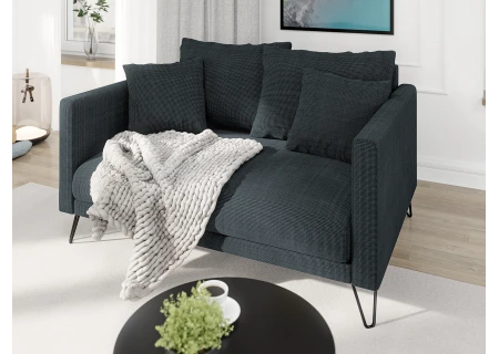 Harmony - Modernes Sofa 2-Sitzer aus Chenille-Stoff mit Hohen Schwarzen Metallfüßen
