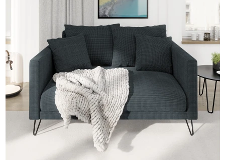 Harmony - Modernes Sofa 2-Sitzer aus Chenille-Stoff mit Hohen Schwarzen Metallfüßen
