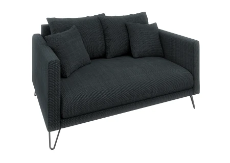 Harmony - Modernes Sofa 2-Sitzer aus Chenille-Stoff mit Hohen Schwarzen Metallfüßen