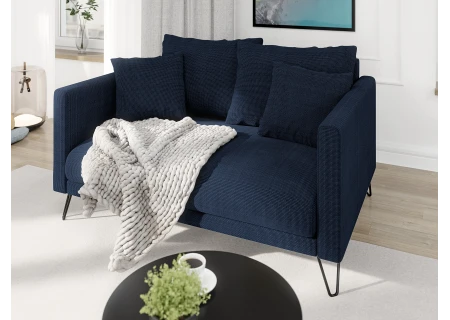 Harmony - Modernes Sofa 2-Sitzer aus Chenille-Stoff mit Hohen Schwarzen Metallfüßen