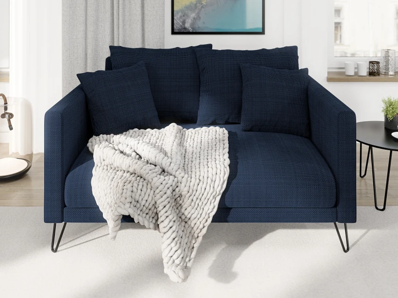 Harmony - Modernes Sofa 2-Sitzer aus Chenille-Stoff mit Hohen Schwarzen Metallfüßen