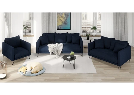 Harmony - Modernes Sofa 2-Sitzer aus Chenille-Stoff mit Hohen Schwarzen Metallfüßen