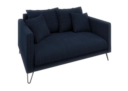 Harmony - Modernes Sofa 2-Sitzer aus Chenille-Stoff mit Hohen Schwarzen Metallfüßen