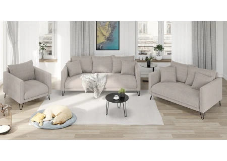 Harmony - Modernes Sofa 3-Sitzer aus Chenille-Stoff mit Hohen Schwarzen Metallfüßen