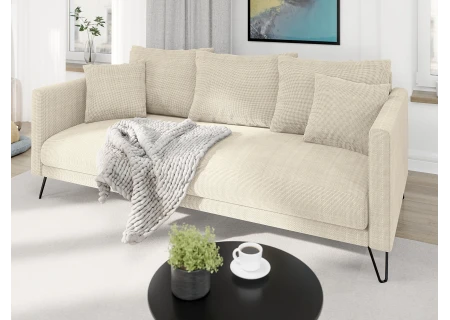 Harmony - Modernes Sofa 3-Sitzer aus Chenille-Stoff mit Hohen Schwarzen Metallfüßen