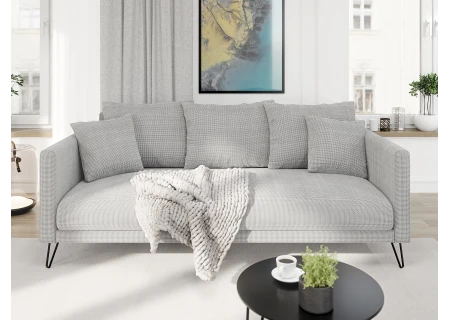 Harmony - Modernes Sofa 3-Sitzer aus Chenille-Stoff mit Hohen Schwarzen Metallfüßen