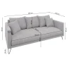Harmony - Modernes Sofa 3-Sitzer aus Chenille-Stoff mit Hohen Schwarzen Metallfüßen
