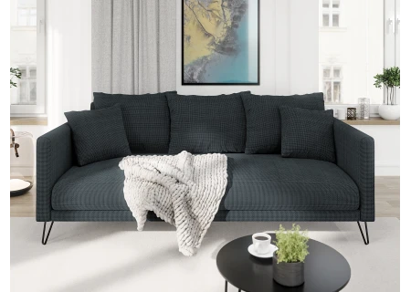 Harmony - Modernes Sofa 3-Sitzer aus Chenille-Stoff mit Hohen Schwarzen Metallfüßen