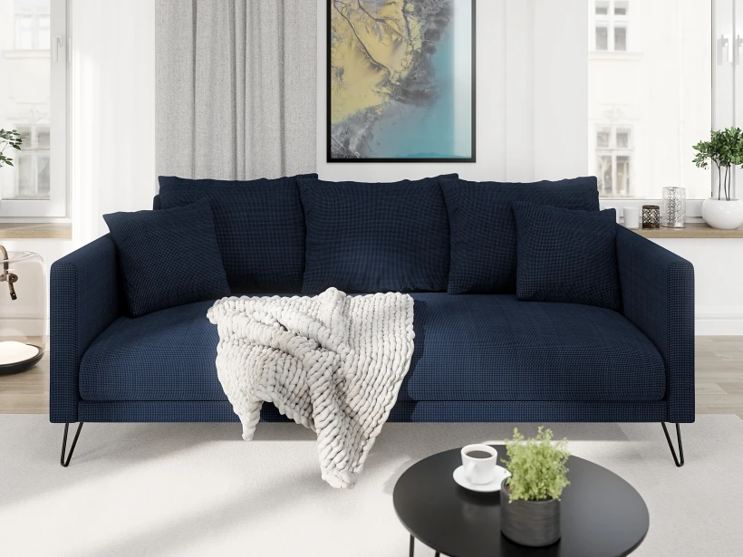Harmony - Modernes Sofa 3-Sitzer aus Chenille-Stoff mit Hohen Schwarzen Metallfüßen