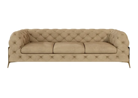 Natalie - Chesterfield Sofa 3-Sitzer mit Goldene Metall Füßen