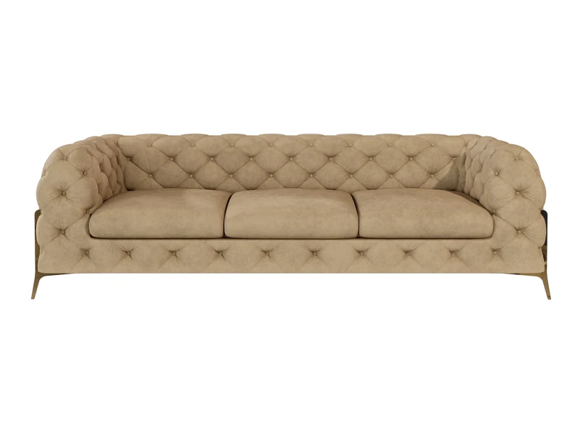 Natalie - Chesterfield Sofa 3-Sitzer mit Goldene Metall Füßen