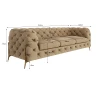 Natalie - Chesterfield Sofa 3-Sitzer mit Goldene Metall Füßen