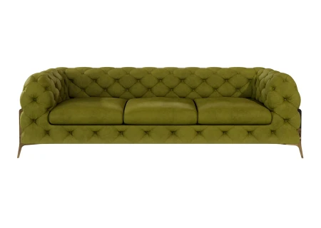 Natalie - Chesterfield Sofa 3-Sitzer mit Goldene Metall Füßen