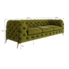 Natalie - Chesterfield Sofa 3-Sitzer mit Goldene Metall Füßen