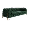 Natalie - Chesterfield Sofa 3-Sitzer mit Goldene Metall Füßen