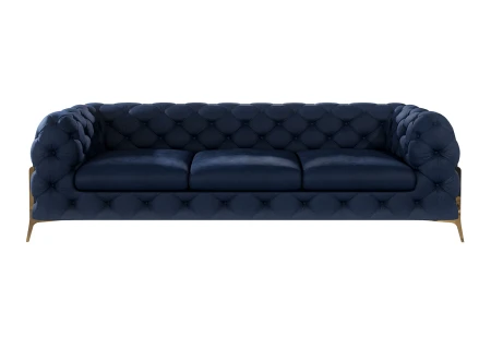 Natalie - Chesterfield Sofa 3-Sitzer mit Goldene Metall Füßen