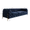 Natalie - Chesterfield Sofa 3-Sitzer mit Goldene Metall Füßen
