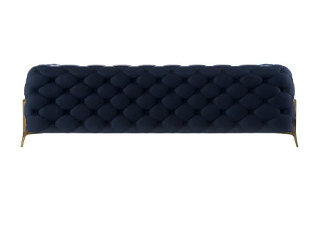 Natalie - Chesterfield Sofa 3-Sitzer mit Goldene Metall Füßen