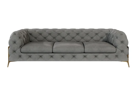 Natalie - Chesterfield Sofa 3-Sitzer mit Goldene Metall Füßen