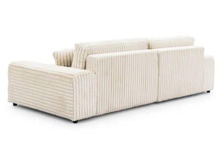 Mollis - Ecksofa mit Schlaffunktion und Bettkasten aus Plüschcord mit schöner Sitzkomfort