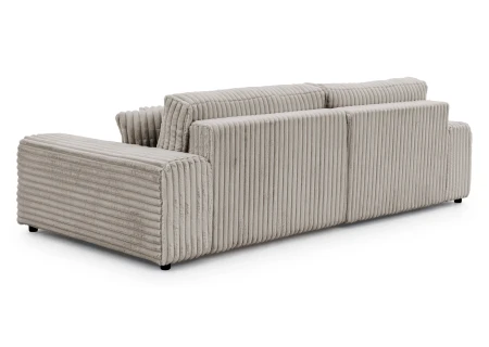 Mollis - Ecksofa mit Schlaffunktion und Bettkasten aus Plüschcord mit schöner Sitzkomfort