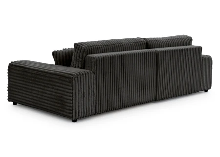 Mollis - Ecksofa mit Schlaffunktion und Bettkasten aus Plüschcord mit schöner Sitzkomfort