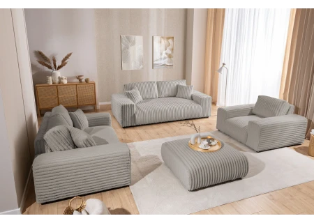 Mollis - Sofa 3 Sitzer aus Plüschcord mit schöner Sitzkomfort